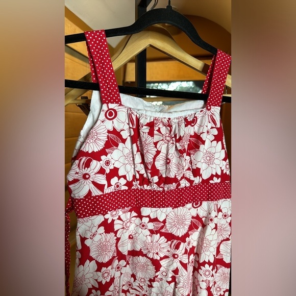 Bonnie Jean Red White Floral Polka Dot Dress Size 14 - Picture 2 of 6